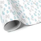Papier Cadeau Pattern Blue & Gray Leaves (Coin rond)