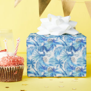 Papier Cadeau Pattern de Bright Blue Tropical Watercolor