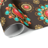 Papier Cadeau Pattern de Ethnic Brooches Seamless (Coin rond)