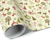 Papier Cadeau Pattern de Retro Christmas (Coin rond)