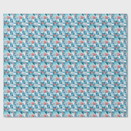 Papier Cadeau Pattern de Tropical Teal Geometric Abstract (Plat)
