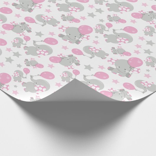 Papier Cadeau Pattern of Elephants, Cute Elephants - Pink Gray (Coin)