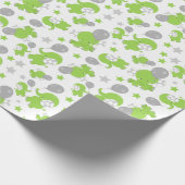 Papier Cadeau Pattern of Green Elephants, Cute Elephants, stars (Coin)