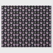 Papier Cadeau Pattern of paws, Dog paws, Lilac paws, Hearts (Plat)