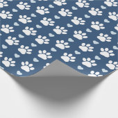Papier Cadeau Pattern of paws, Dog paws, White paws, Blue Hearts (Coin)