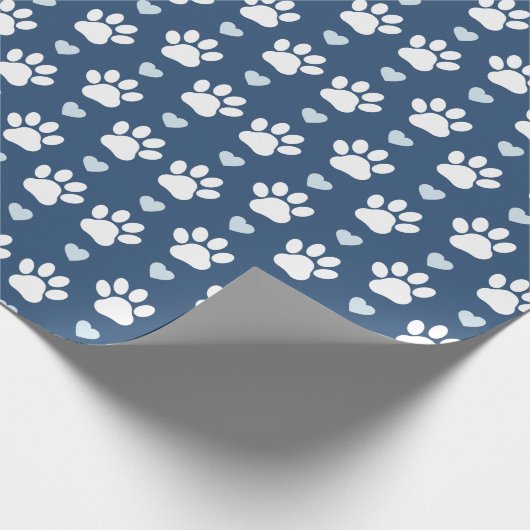 Papier Cadeau Pattern of paws, Dog paws, White paws, Blue Hearts (Coin)