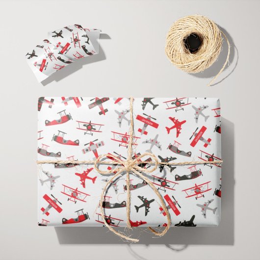 Papier Cadeau Pattern Red and Black WWII