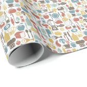 Papier Cadeau Pattern with cooking icons (Coin rond)