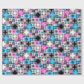 Papier Cadeau Patterned Tiles Birthday Add The Text Black White (Plat)