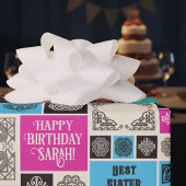 Papier Cadeau Patterned Tiles Birthday Add The Text Black White