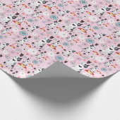 Papier Cadeau patternes of cats and flowerwer (Coin)