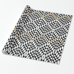 Papier Cadeau Patternfaux blanc noir d'abrégé sur parties