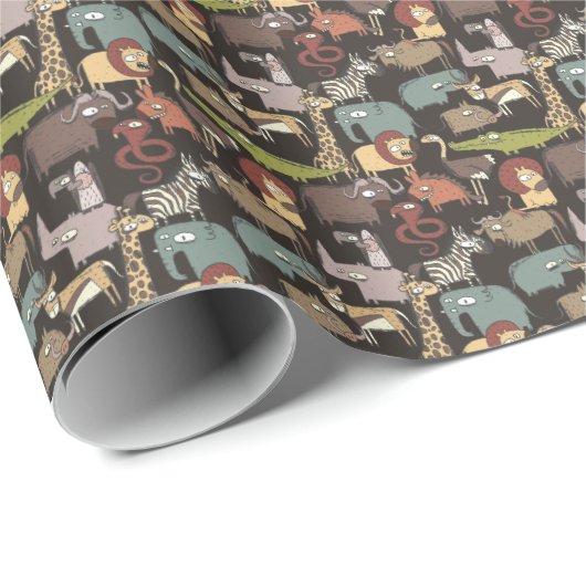 Papier Cadeau Patterns d'African Animals (Coin rond)