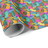 Papier Cadeau Patterns d'Animal Silhouette (Coin rond)