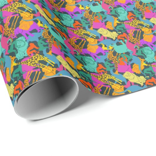 Papier Cadeau Patterns d'Animal Silhouette (Coin rond)