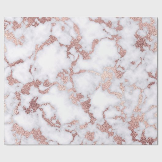 Papier Cadeau Patterns de Chic Rose Gold White Marble Stone (Plat)