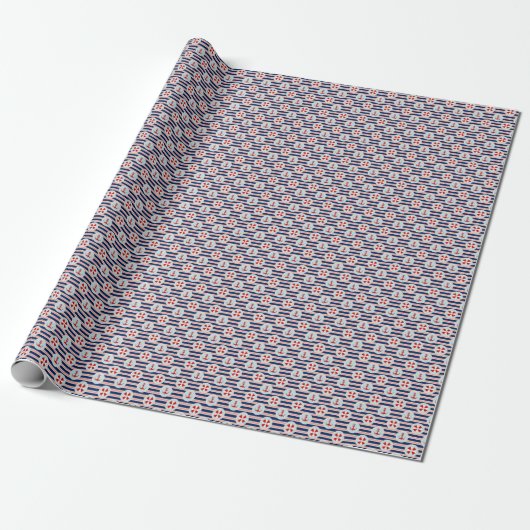 Papier Cadeau Patterns de Nautical Stripes and Dots (Déroulé)