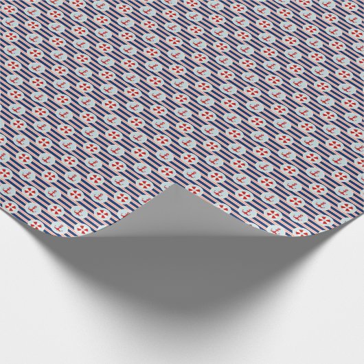 Papier Cadeau Patterns de Nautical Stripes and Dots (Coin)