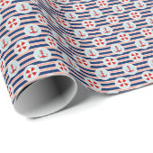 Papier Cadeau Patterns de Nautical Stripes and Dots (Coin rond)