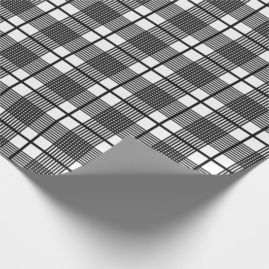 Papier Cadeau Patters de Black White Thin Glen Plaid (Coin)