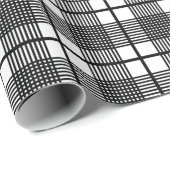 Papier Cadeau Patters de Black White Thin Glen Plaid (Coin rond)