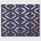Papier Cadeau Patters de Bohemian Rose Gold Navy Blue Ikat (Plat)