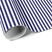 Papier Cadeau Patters de Classic Navy Blue et White Stripe (Coin rond)