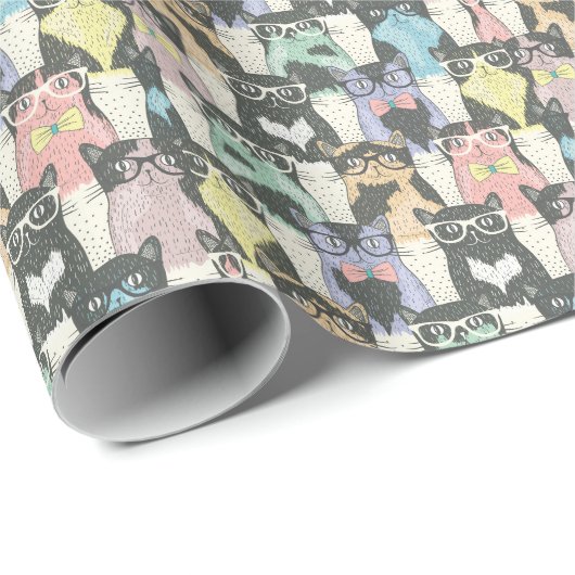 Papier Cadeau Patters de Hipster Cute (Coin rond)