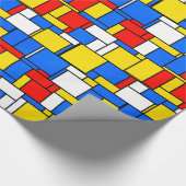Papier Cadeau Patters de Mondrian Inspecred Style Red Blue Yello (Coin)