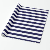 Papier Cadeau Patters de Navy Blue and White Extra Large Stripe (Déroulé)