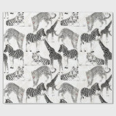 Papier Cadeau Patters de Stylish Black et White Jungle Animals (Plat)