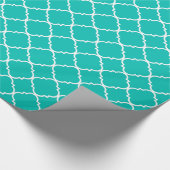 Papier Cadeau Patters de Teal White Large Quatrefoil (Coin)
