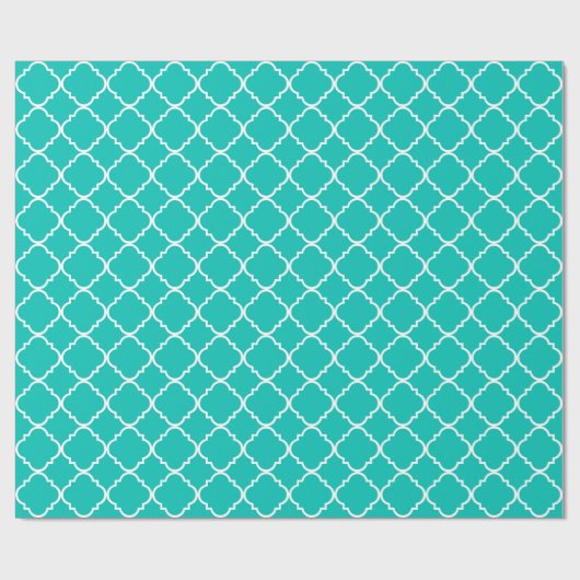Papier Cadeau Patters de Teal White Large Quatrefoil (Plat)
