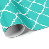Papier Cadeau Patters de Teal White Large Quatrefoil (Coin rond)