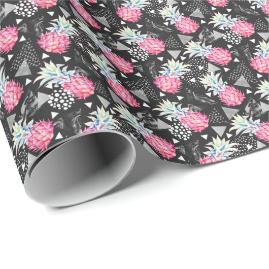 Papier Cadeau Patters de Textured Triangle Pineapple (Coin rond)