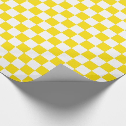 Papier Cadeau Patters de Yellow and White Checker Board (Coin)