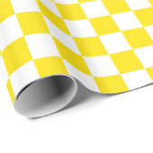 Papier Cadeau Patters de Yellow and White Checker Board (Coin rond)