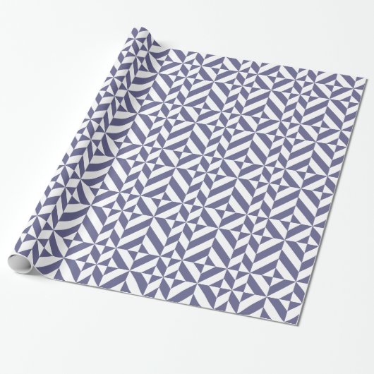 Papier Cadeau Patters Midnight Blue Geometric Deco Cube (Déroulé)