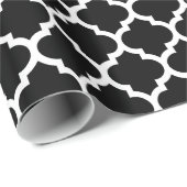 Papier Cadeau Patters noirs White Moroccan Quatrefoil #5 (Coin rond)
