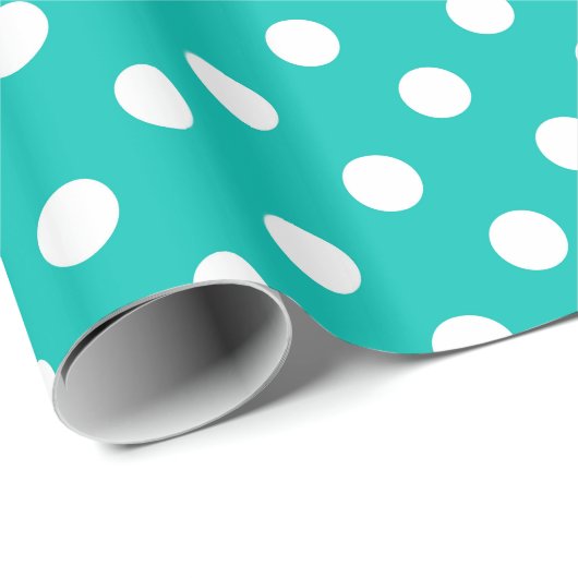 Papier Cadeau Patters Teal and White Polka (Coin rond)