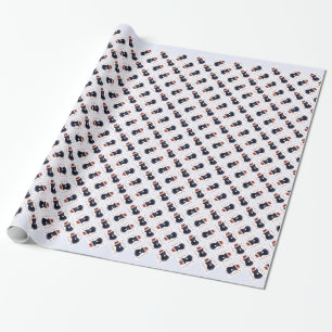Papier Cadeau Pattes noires de Terrier Père Noël de Russe