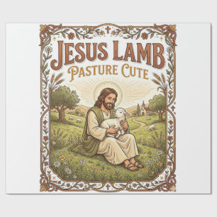 Papier Cadeau Pâturage de Jésus agneau Mignon Pâturage de Jésus