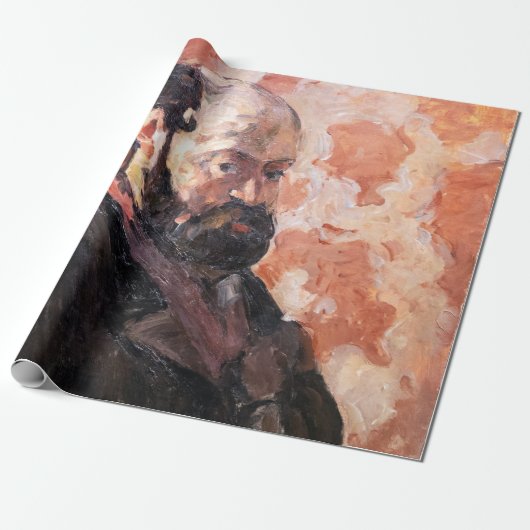 Papier Cadeau Paul Cezanne - Autoportrait avec arrière - plan ro (Déroulé)