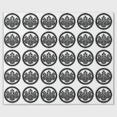 Papier Cadeau Paulownia avec 5-3 fleurs en cercle (Plat)