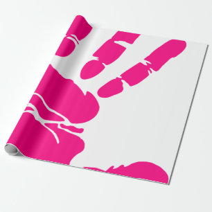 Papier Cadeau Paume de peinture rose à la main