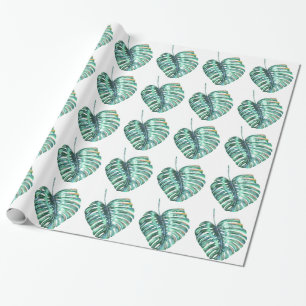Papier Cadeau Paume verte de feuille de monstera tropicale