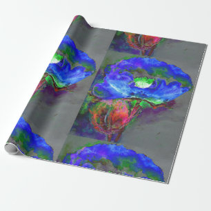 Papier Cadeau pavot bleu Abstrait fleurs abstraites