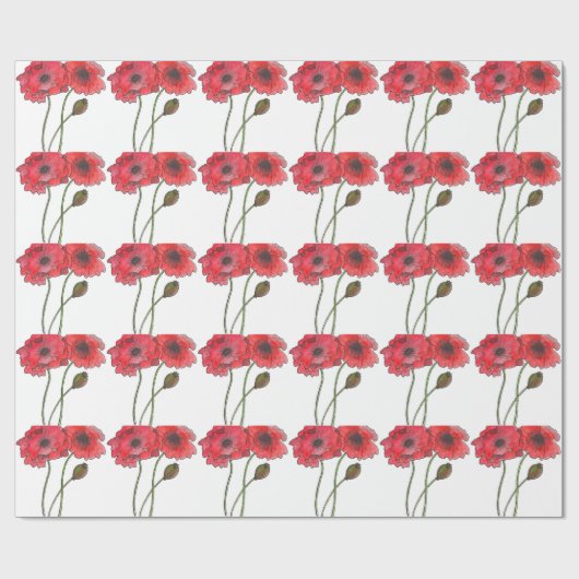 Papier Cadeau Pavot d'aquarelle (Plat)