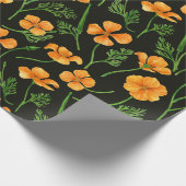 Papier Cadeau Pavot de Californie, fleurs d'été, orange wil (Coin)
