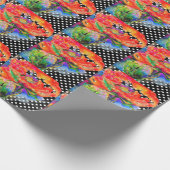 Papier Cadeau Pavot rouge pois noirs et blancs (Coin)